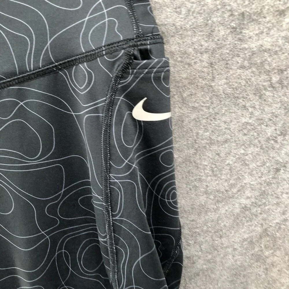 Nike Run‎ Division Fast Cropped Leggings Womens S Black Printed Dri-Fit